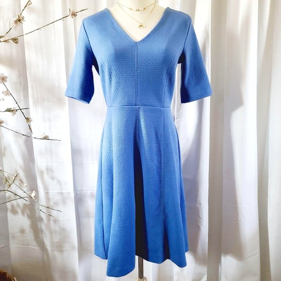 Ann Taylor Periwinkle Fit & Flare Mid Sleeve Dress